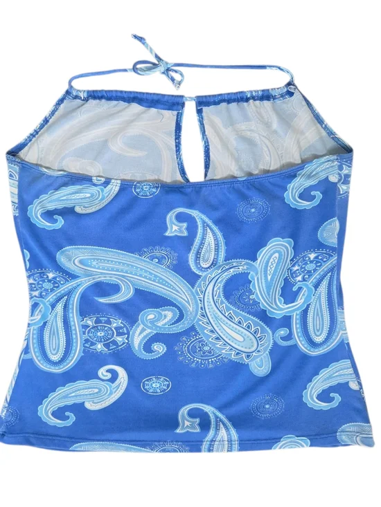 Y2K Blue Paisley Halter Top w/ Keyhole Detail Size Medium - Picture 5 of 8